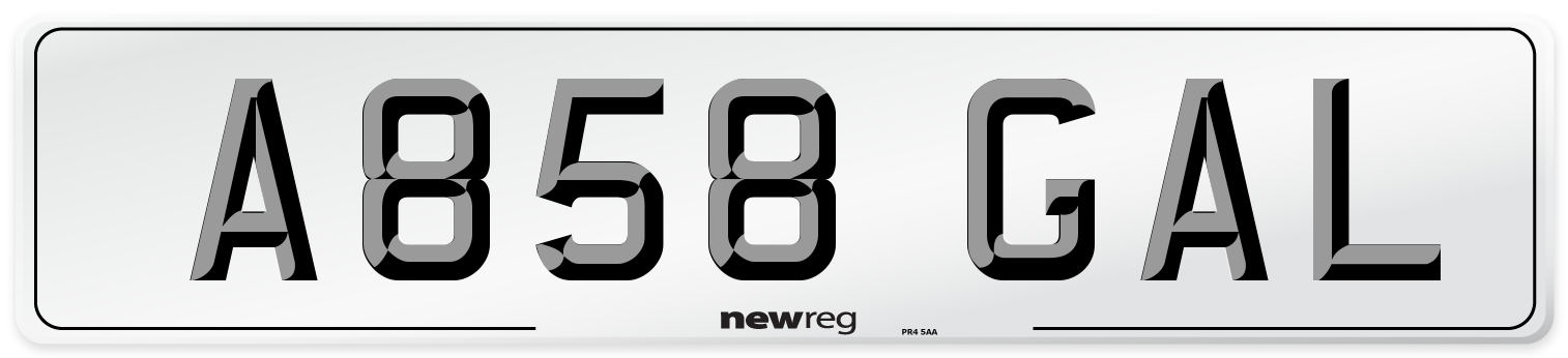 A858 GAL Number Plate from New Reg